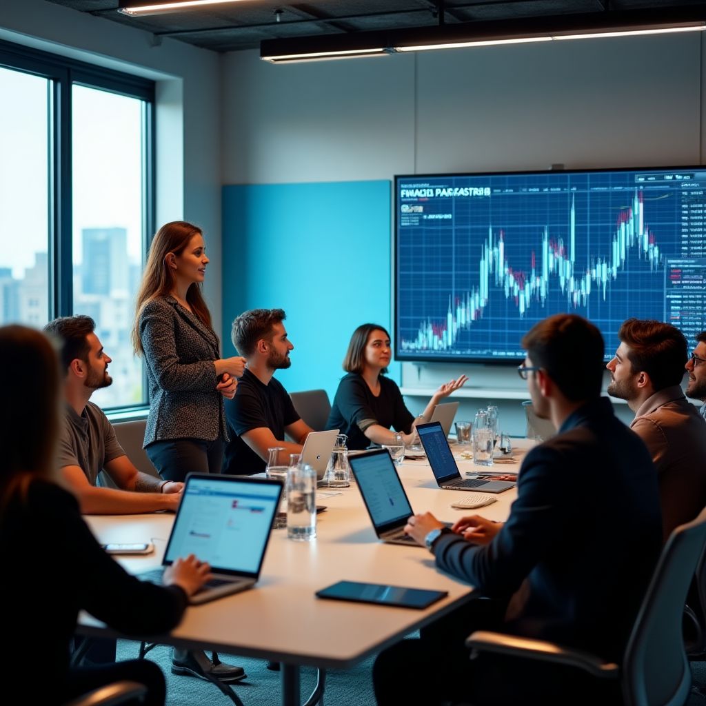 Equipo de FinanzasArg en una reunión estratégica en su oficina de Buenos Aires.